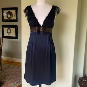 DEVELOPMENT By Erica Davies Navy Blue/Blk/Taupe SilK Dress Size 6